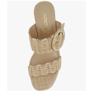 Soda “Ilana” High Wedge Raffia Sandals- 7.5
